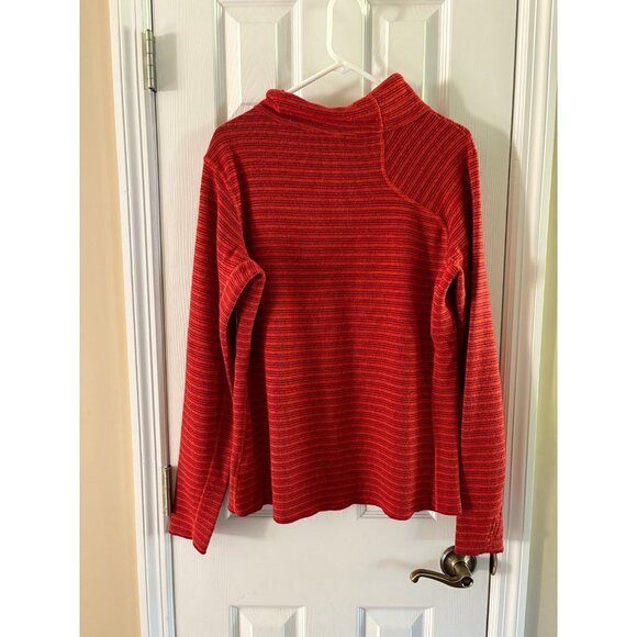 Mountain Hard Wear Womens Mock Neck Sweater Rust Orange Striped - Picture 2 of 2